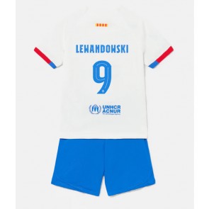 Maillot de foot Barcelona Robert Lewandowski #9 Extérieur enfant 2023-24 Manches Courte (+ pantalon court)